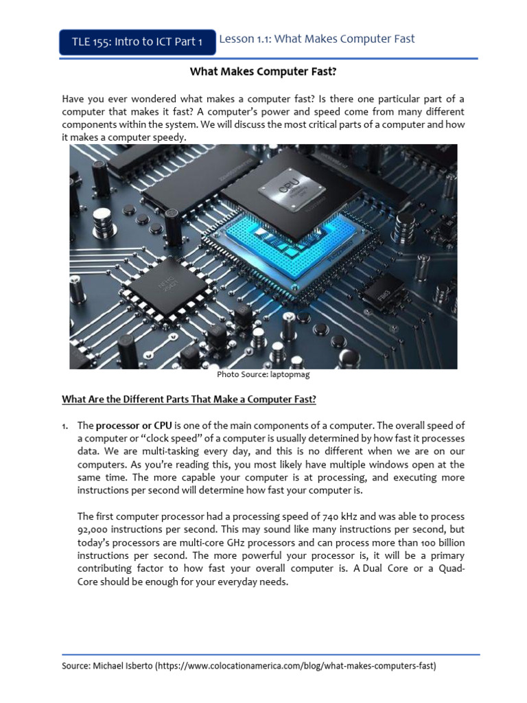 Lesson 1 1 what makes computer fast pdf