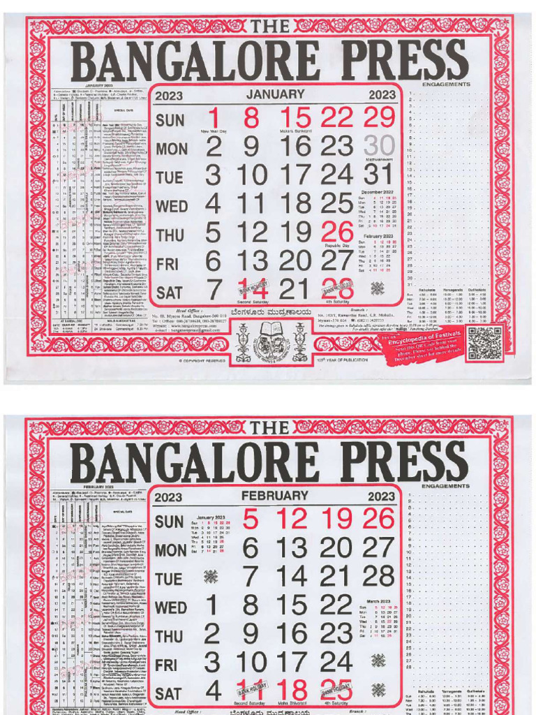 Instapdf in Bangalore Press Calendar 2023 272 PDF