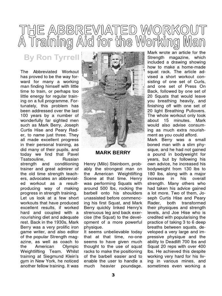 Abbreviated Workout PDF Strength Training Physical Exercise