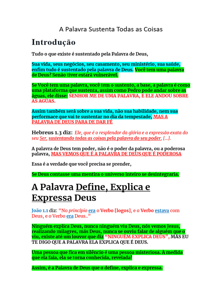 A Palavra que Sustenta Todas as Coisas | PDF | Maria, mãe de Jesus | Fé