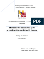 Habilidades Directivas y de Organización. Gestión Del Tiempo