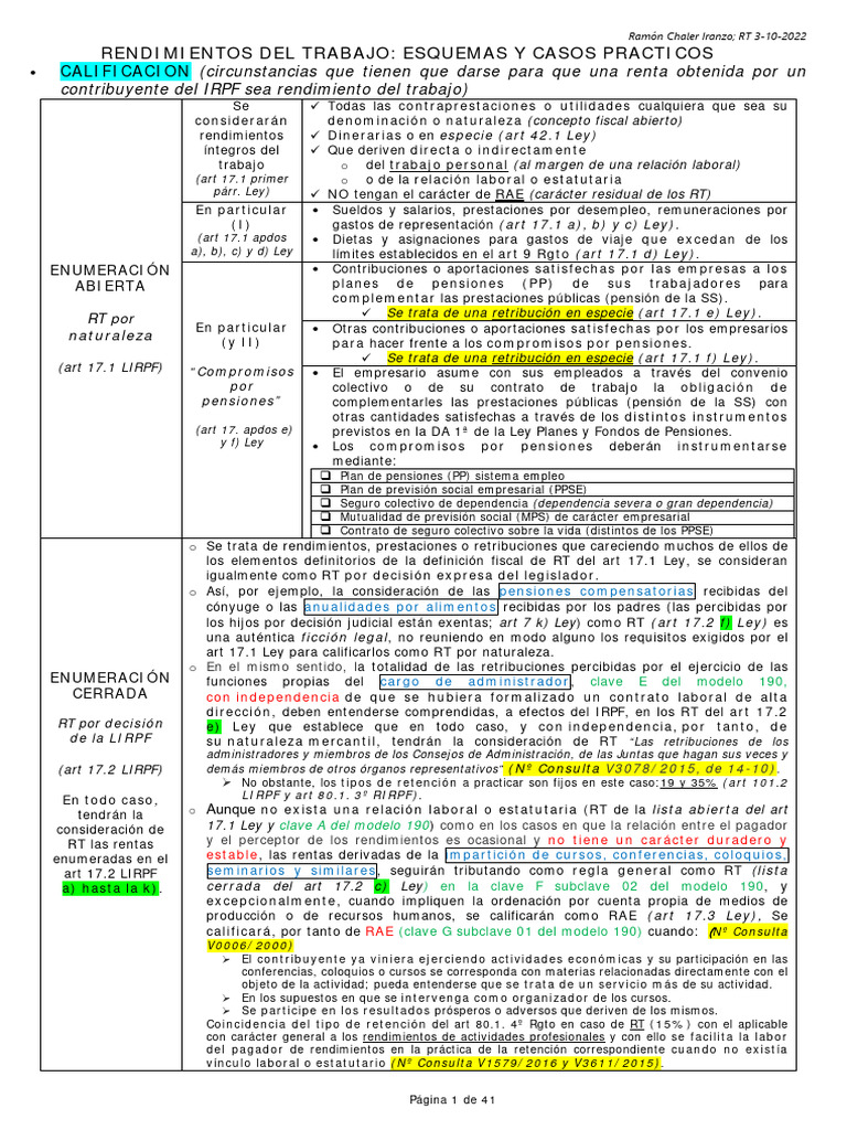 Rendimientos Del Trabajo - IRPF | PDF | Pensión | Sindicato