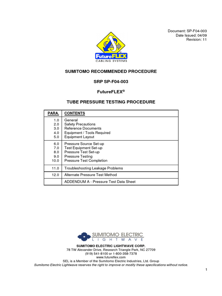 Srp 003x Pressure Test Procedure Pdf Valve Leak