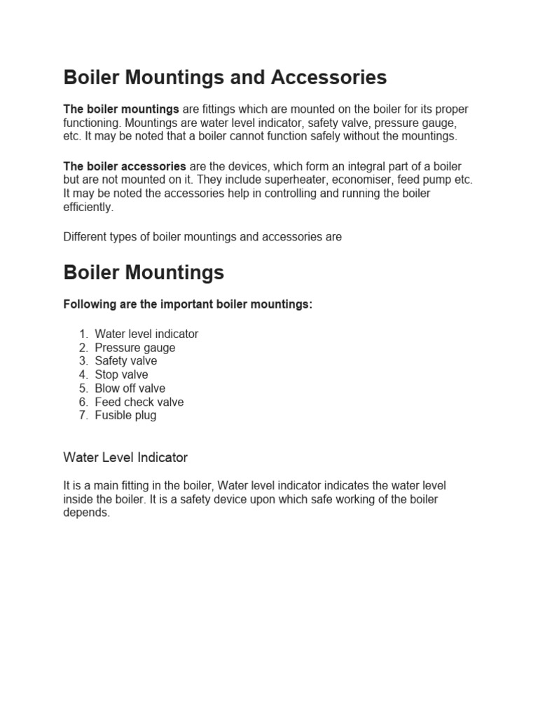 Boiler Mountings and Accessories PDF Boiler Power (Physics)