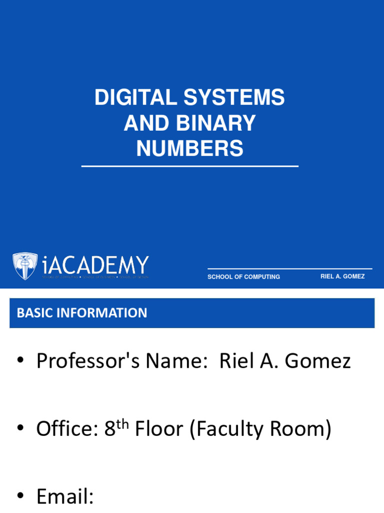 01 Digital Systems and Binary Numbers | PDF | Computer Engineering ...