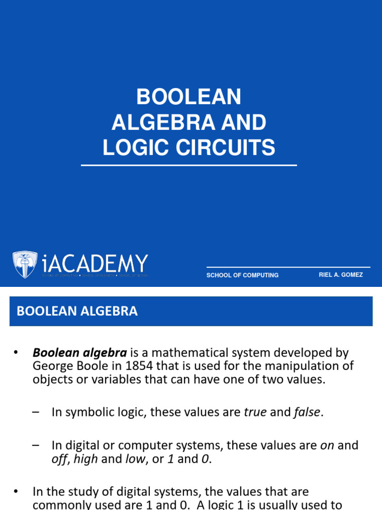 03 Boolean Algebra and Logic Circuits | PDF | Electronic Circuits ...