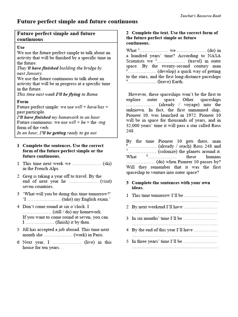 Future Perfect Tense Overview | PDF | Spacecraft | Astronautics
