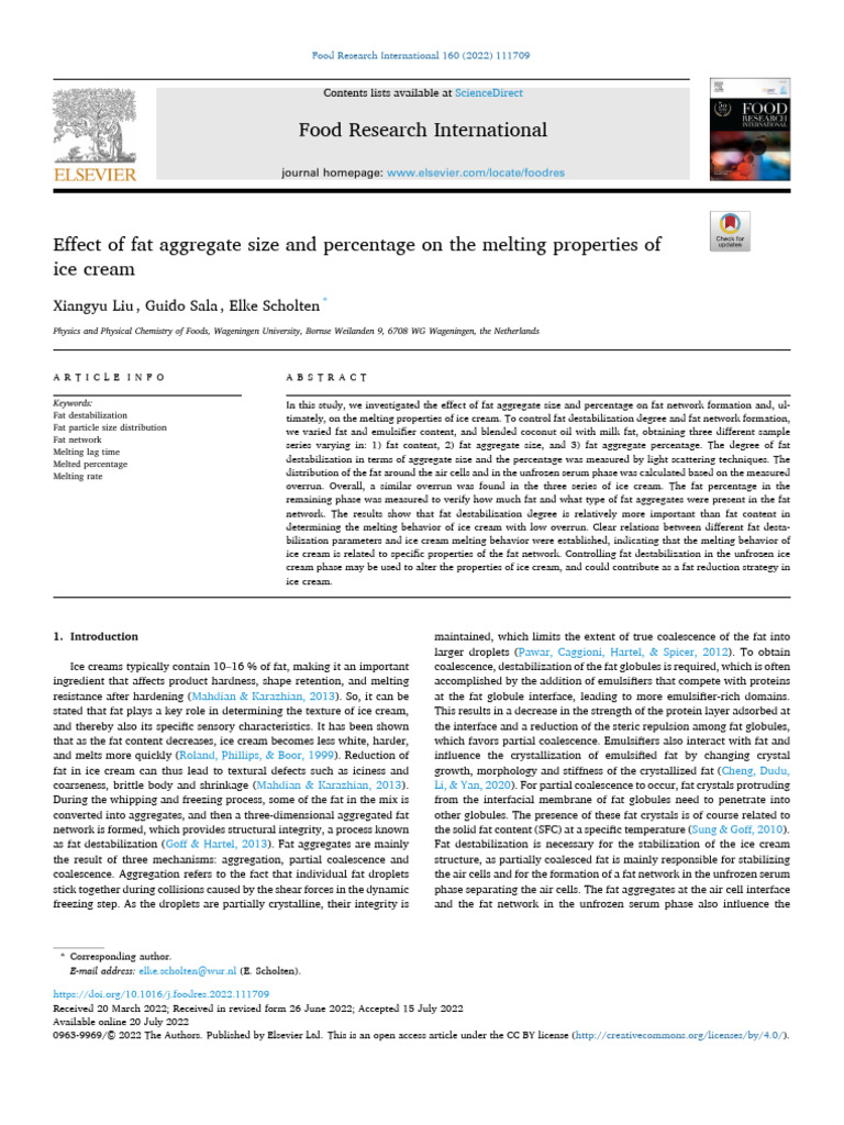 Effect of Fat Aggregate Size and Percentage On The Melting Properties