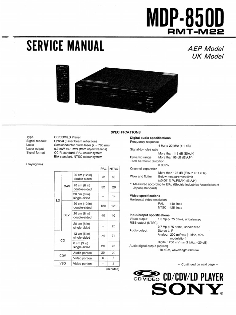 SONY MDP-850D HIGH-END CD CDV LD LaserDisc Player (Boxed) EUR 404,08 - FR
