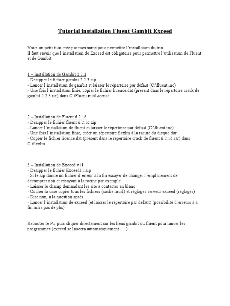 Installation Fluent, Gambit, Exceed | PDF | Maison et jardin ...