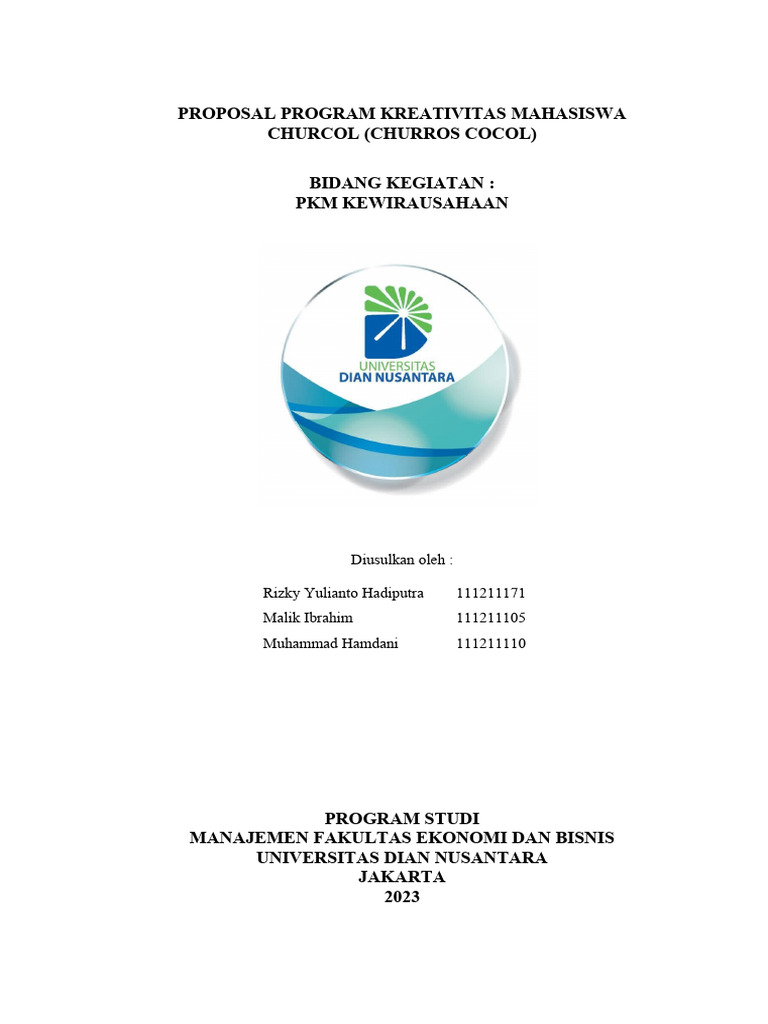 Proposal PKM Kewirausahaan Churcol | PDF