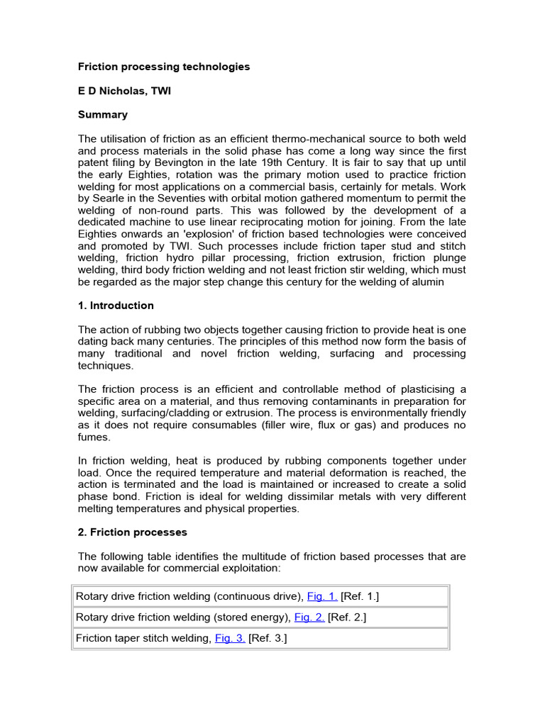 Overview of Friction Processing Technologies | PDF | Construction | Welding