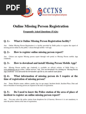 FAQ Online Missing Person