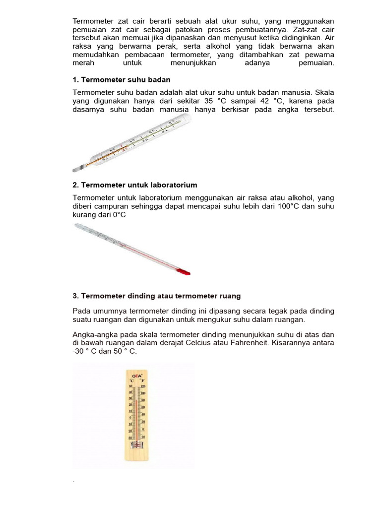 Jenis dan Fungsi Termometer Zat Cair | PDF | Sains & Matematika ...