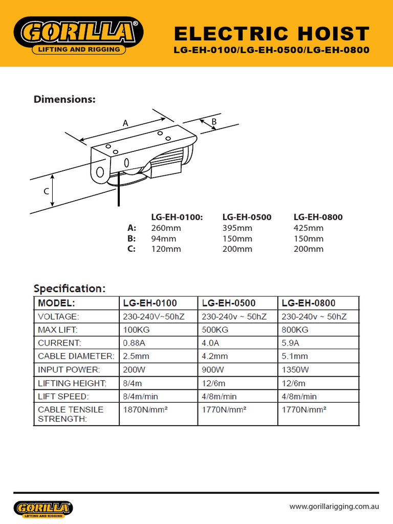 Electric Hoist Spec | PDF