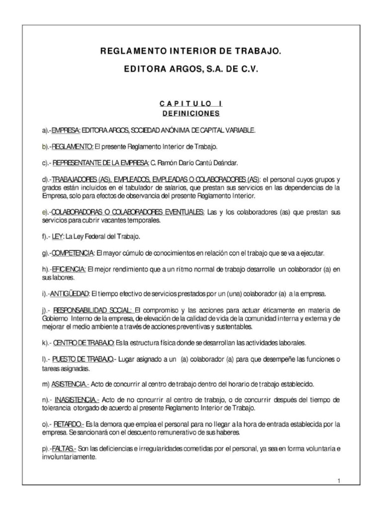 Reglamento Interno | PDF