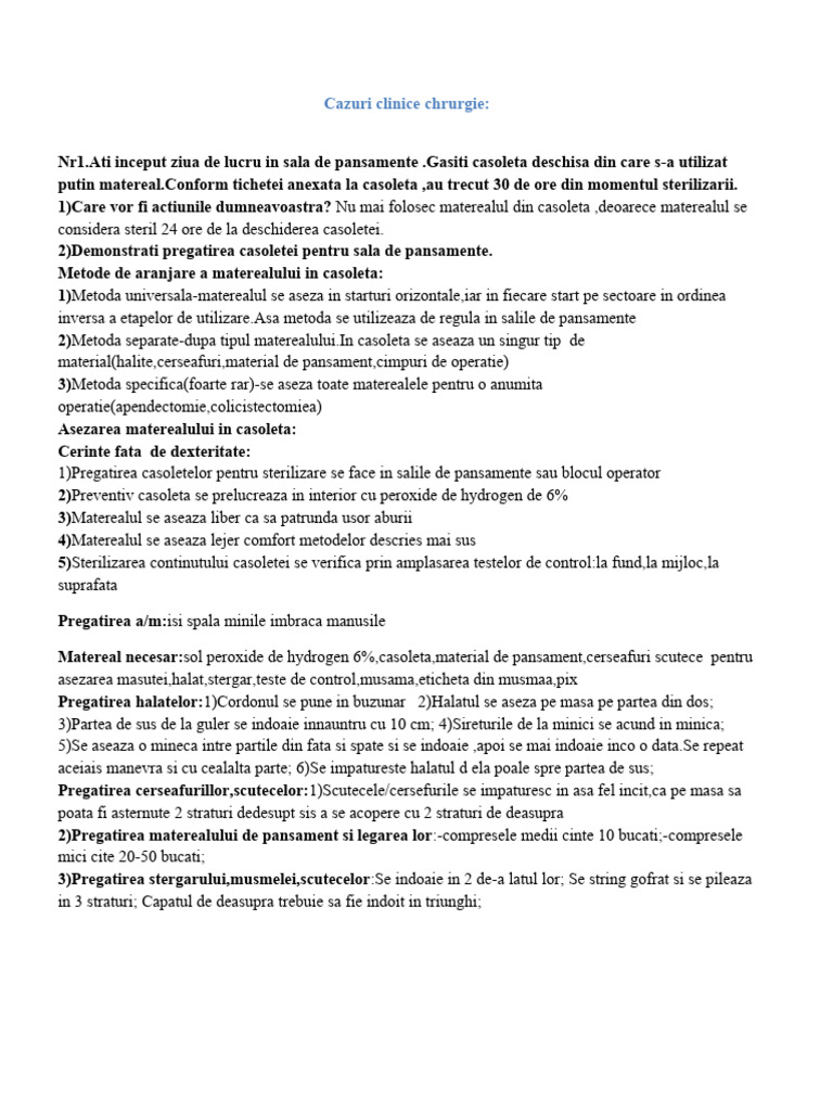 Cazuri Clinice Chrurgie | PDF