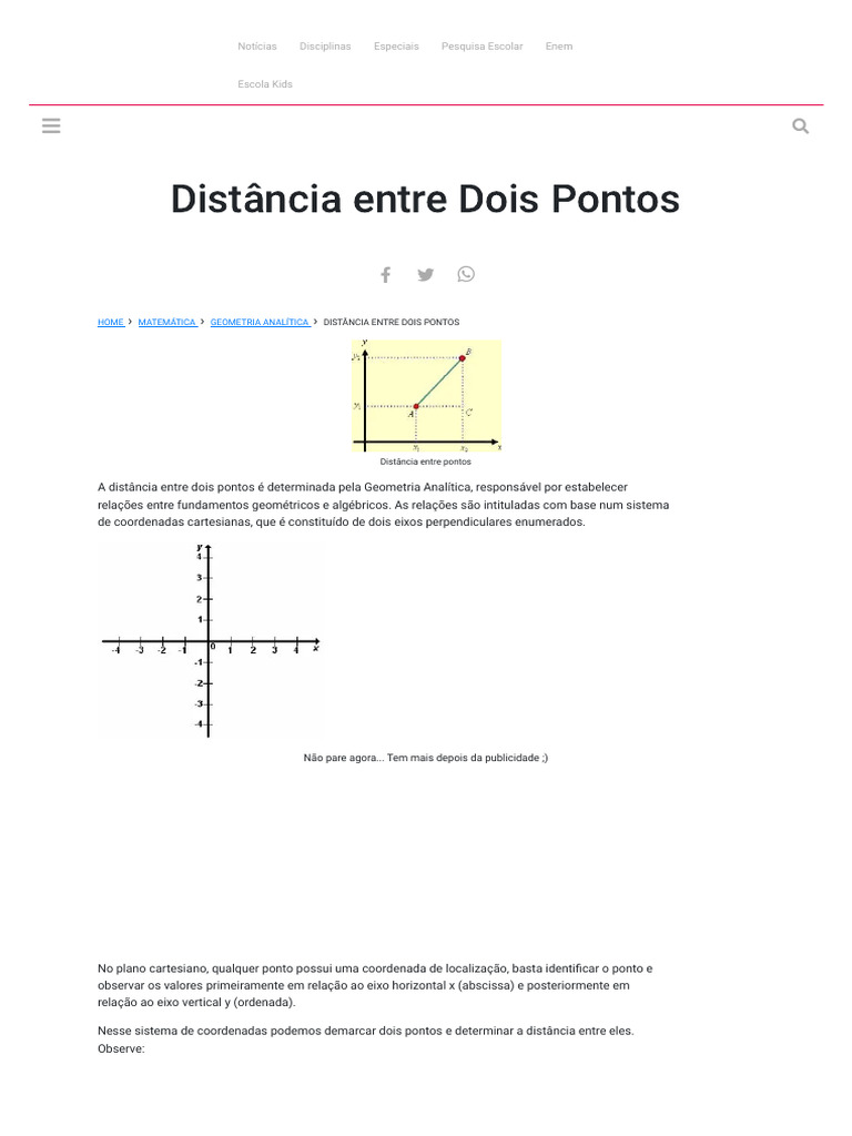 Distância Entre Dois Pontos - PrePara ENEM | PDF | Círculo | Sistema de ...