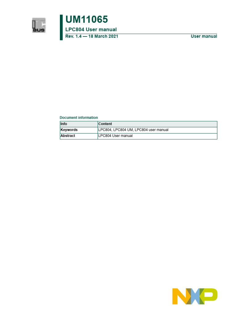 LPC804 User Manual Overview | PDF | Booting | Microcontroller