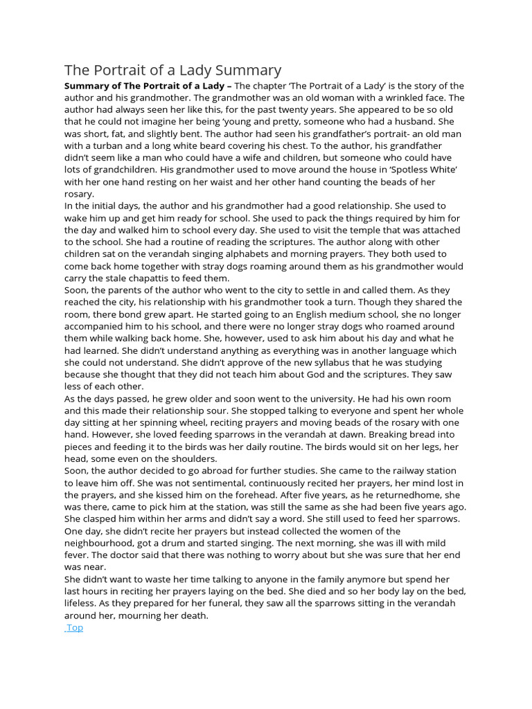 The Portrait of A Lady Summary PDF Prayer Rosary