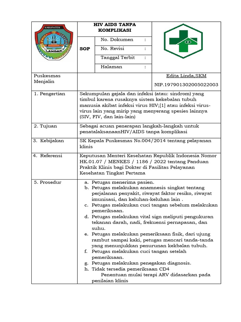 Sop Hiv Aids Tanpa Komplikasi | PDF