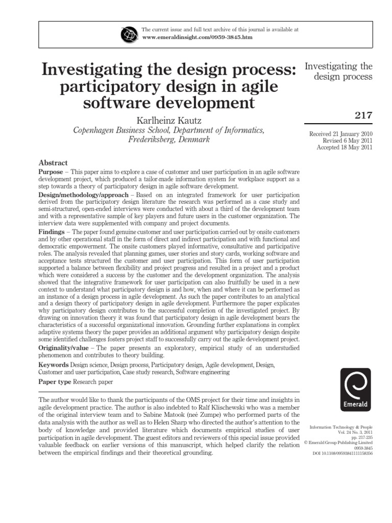 Participatory Design in Agile Development | PDF | Agile Software ...