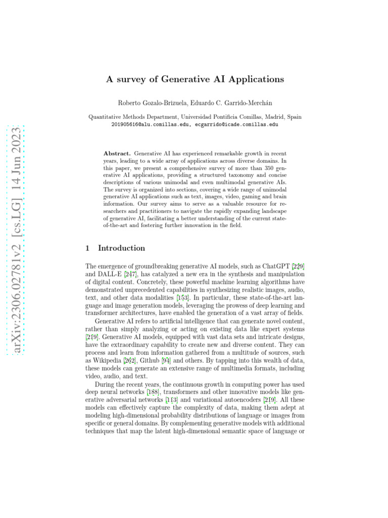 Comprehensive Survey of Generative AI | PDF | Artificial Intelligence ...