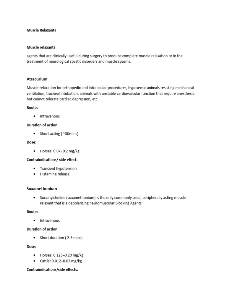 Muscle Relaxants PDF Health Care Causes Of Death