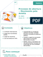 Processo de Abertura - Movimento Pela Anistia: 9º ANO Aula 21 - 3º Bimestre