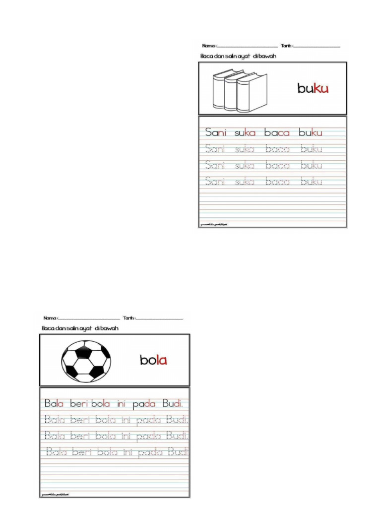 Latihan Tulisan Tahun 1 | PDF