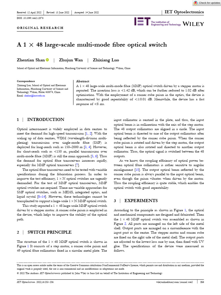 IET Optoelectronics 2022 Shan PDF Optics