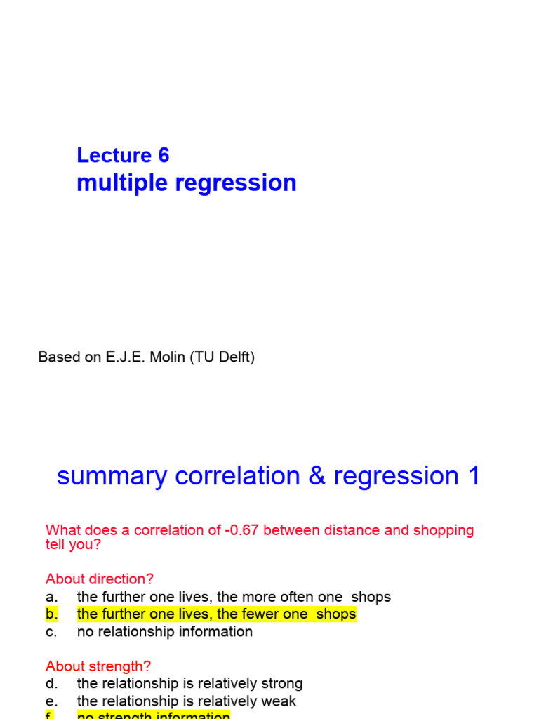 Lecture Slides 6 - Multiple Regression (Automatisch Opgeslagen) | PDF ...