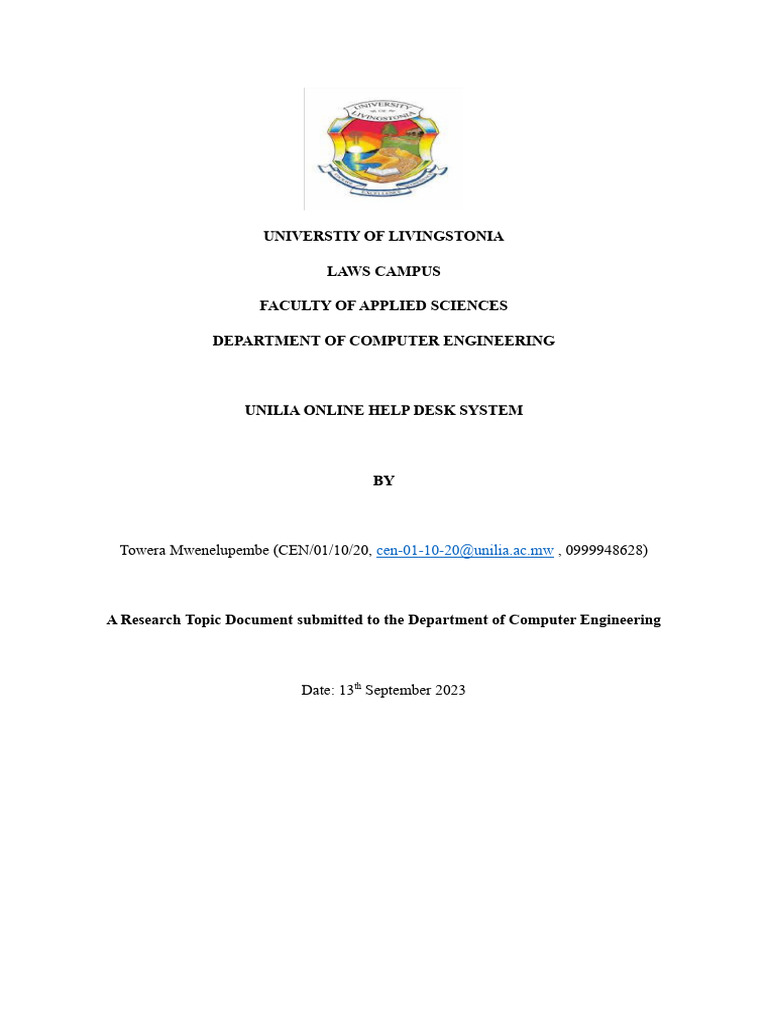 UNILIA Online Help Desk System Overview | PDF | Usability | Communication