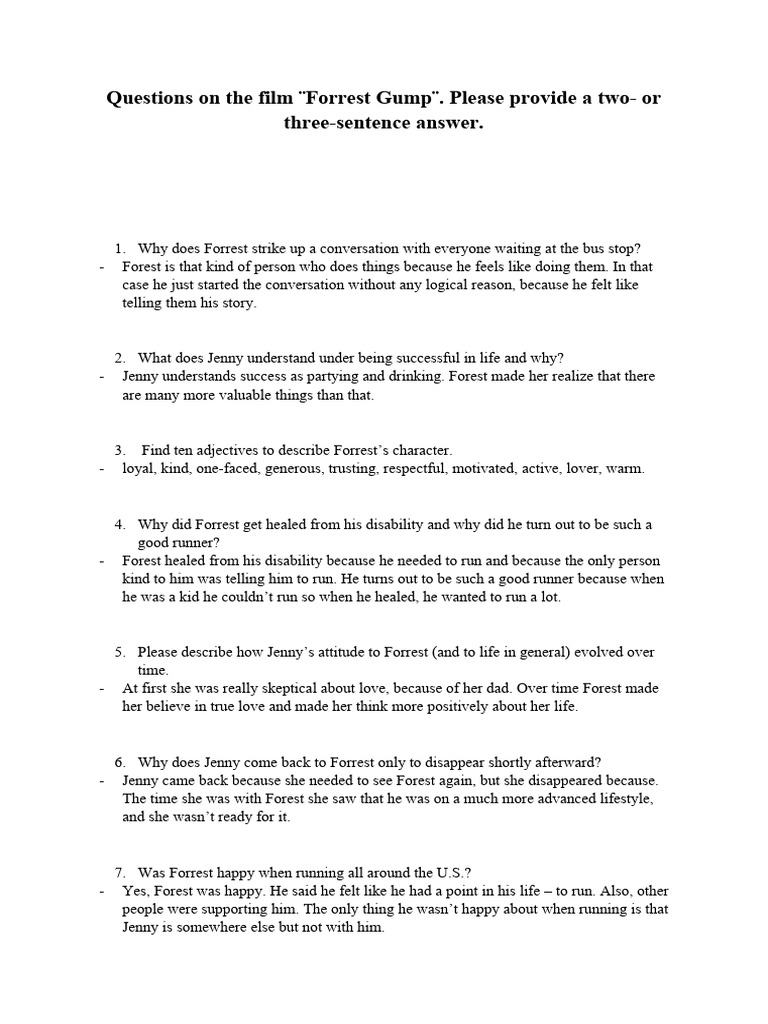 Questions Forrest Gump | PDF | Luck