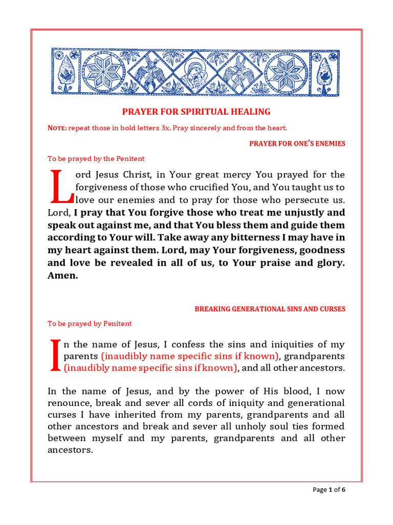 Inner Healing Prayer Pdf Prayer Forgiveness