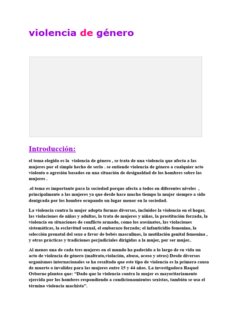 Violencia de Genero | PDF | La violencia contra las mujeres | Violación