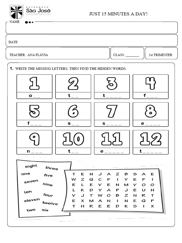 Tarefa de Inglês - 2º Ano - Numbers and Professions | PDF
