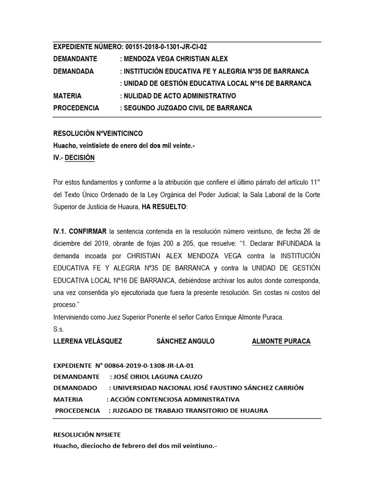 Sentencias de La Sala Laboral Al 25 de Febrero de 2021 | Descargar