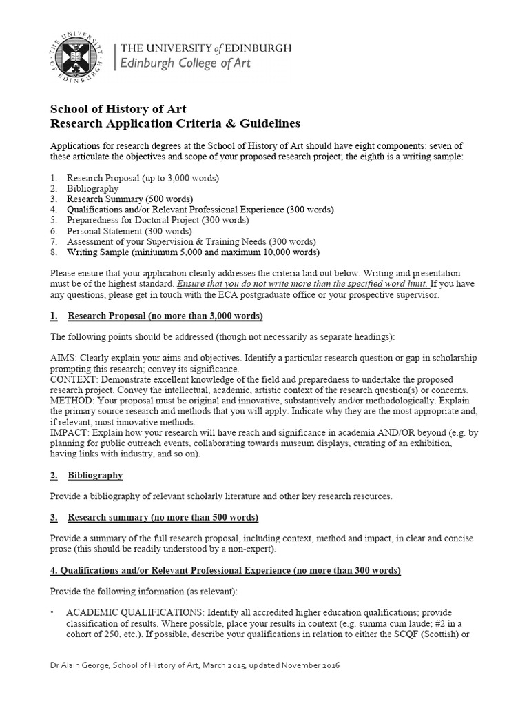 History Of Art Research Degree Application Criteria Guidelines 2016 7 