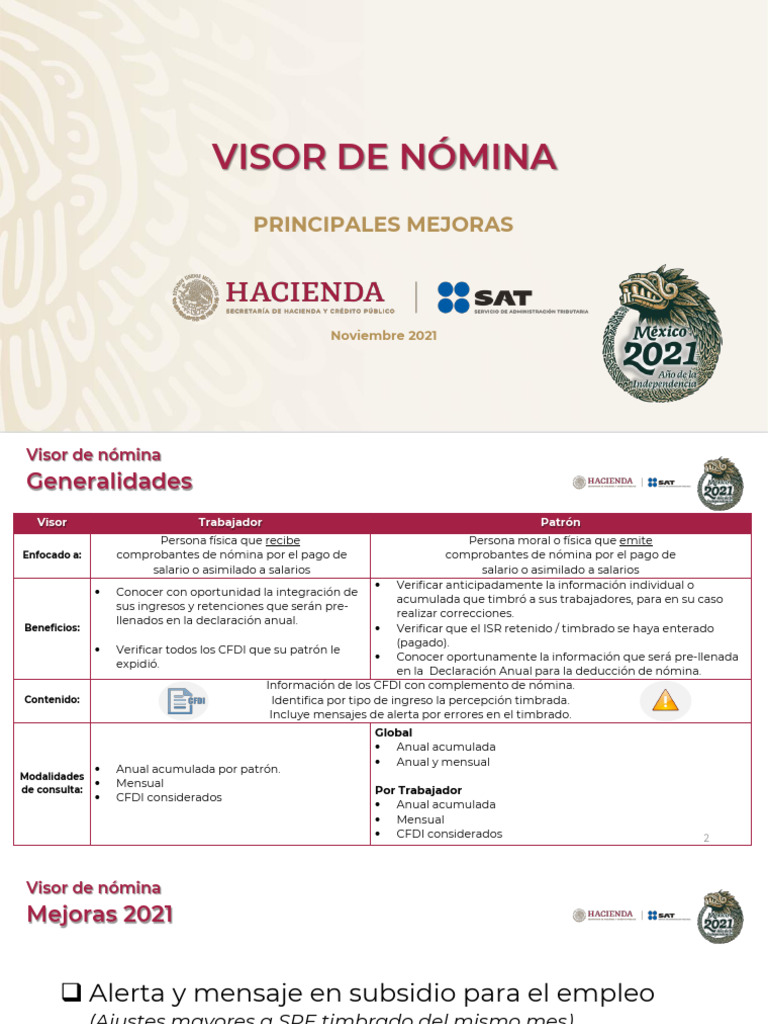 Visor de Nómina Principales Mejoras PDF Salario