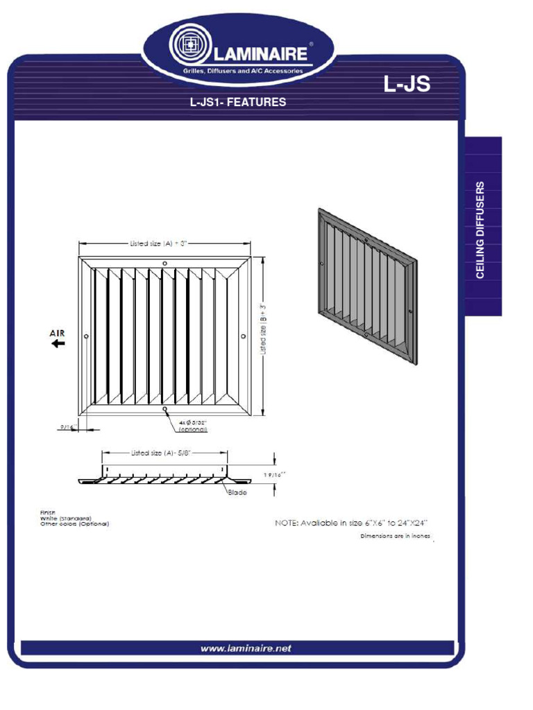 Ceiling Diffuser L-JS Series Overview | PDF | Mechanical Engineering
