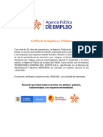 Certificado Agencia de Empleo Sena - Hormiga Del Norte