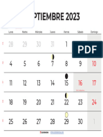 Calendario Septiembre 2023 Mexico