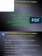 Assesment and Evaluation of Entrepreneurial Opportunities