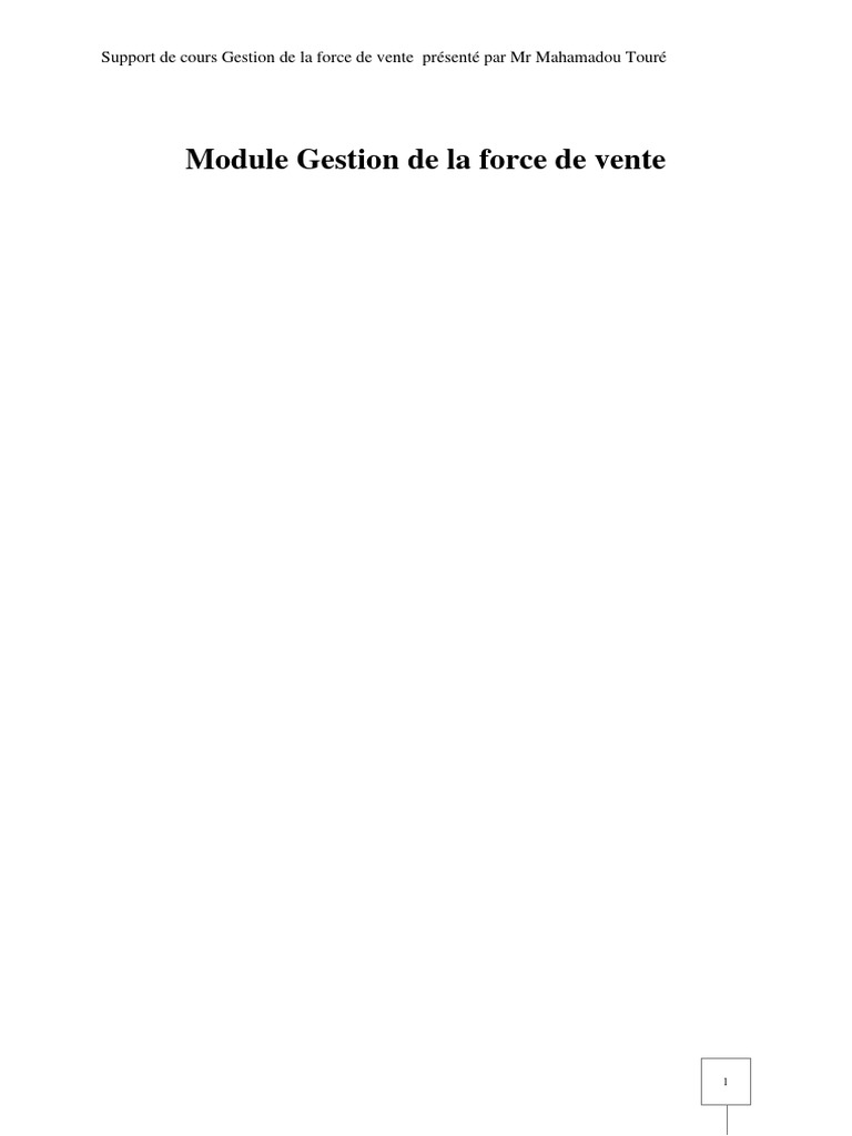 Gestion de la Force de Vente | PDF | Sodles | Négociation