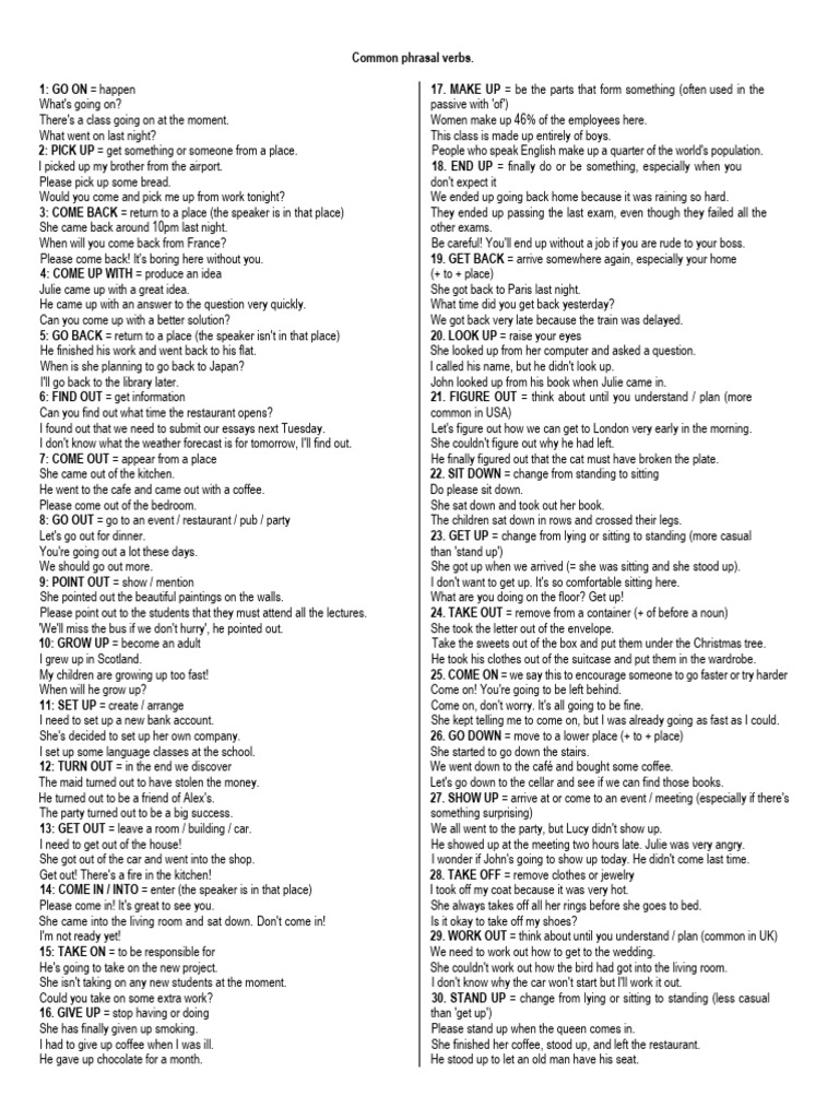 Common Phrasal Verbs Explained | PDF