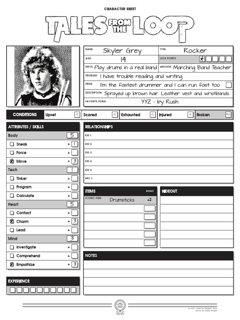 Tales from the Loop Character Sheet | PDF