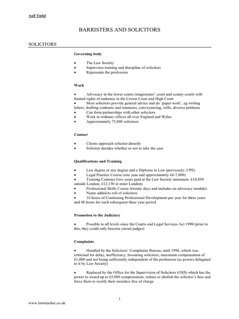 Barristers and Solicitors PDF Practice Of Law Government Of The United Kingdom