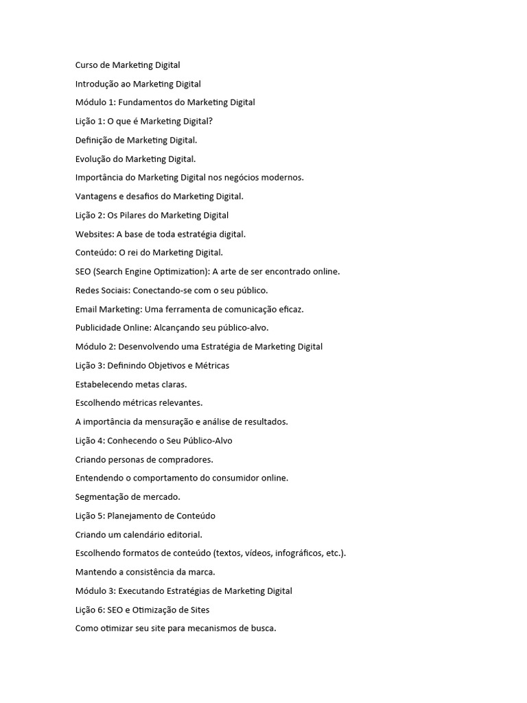 Curso de Marketing Digital | PDF | Marketing digital | Marketing