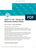 2021-11-22 - Personas - Behaviors Before Roles